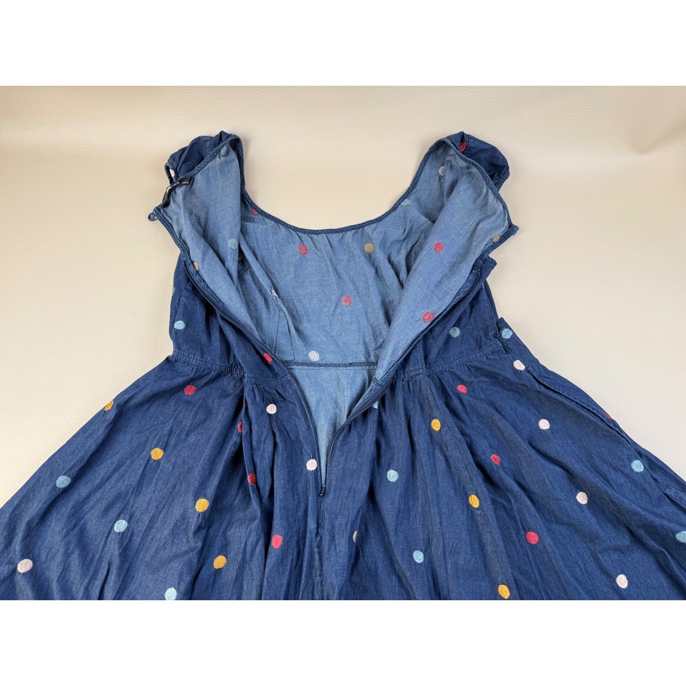 Retro Polka Dot Denim Fit Flare Dress Homecoming Pockets Custom eShakti - Picture 5 of 11